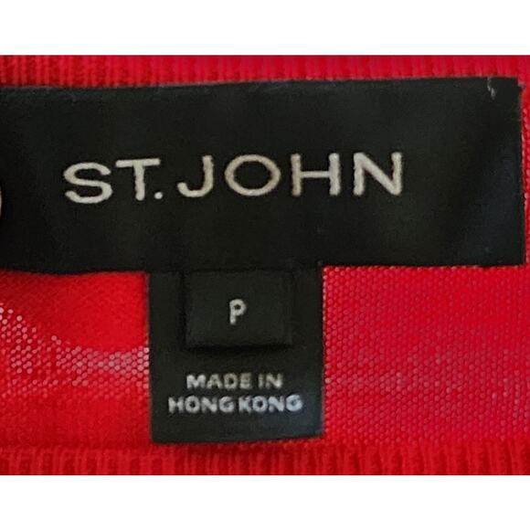 St. John Red & Black Abstract Striped Sweater, Size P - Picture 4 of 6